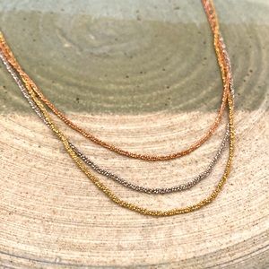 Alwand Vahan Sterling Three Tone Tripple Strand Necklace